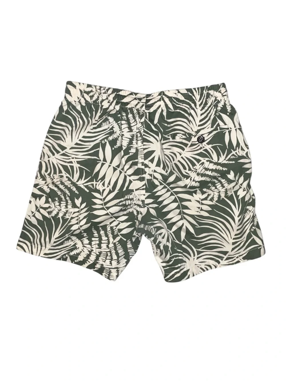 J. Crew Tropical Print Men’s Shorts Pockets Green Cream Drawstring Size Small
